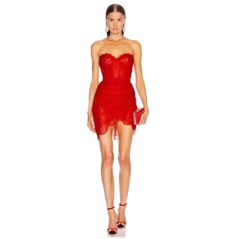 RÊVE RICHE Ema Dress Red Strapless Corset Mini